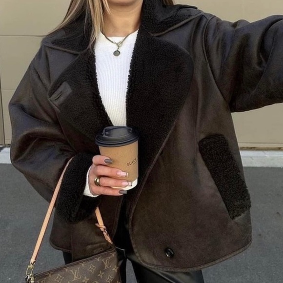 Zara Brown Double Faced Jacket - Picture 3 of 6